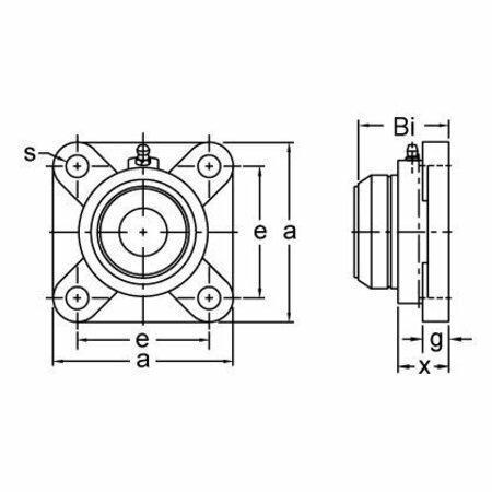 Ami Bearings SINGLE ROW BALL BEARING - 20MM WIDE SET SCREW 4-BOLT FLANGE OPEN COVER UCF204C